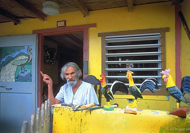 A very interesting person in the town of Comerio, Puerto Rcio. The gentleman  caved roosters, two of which Ed purchased for his studio both in Wisconsin and Puerto Rico. There are very interesting and different kinds of artist in Puerto Rico.